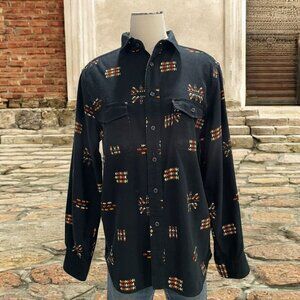 Mossimo Supply Co Black Aztec Print Button Down Shirt Casual Western Boho Music